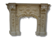 Stones mission.com,Elegant Beige Marble Fireplace,Xiamen Stones Mission Co.,Ltd,Elegant Beige Marble Fireplace