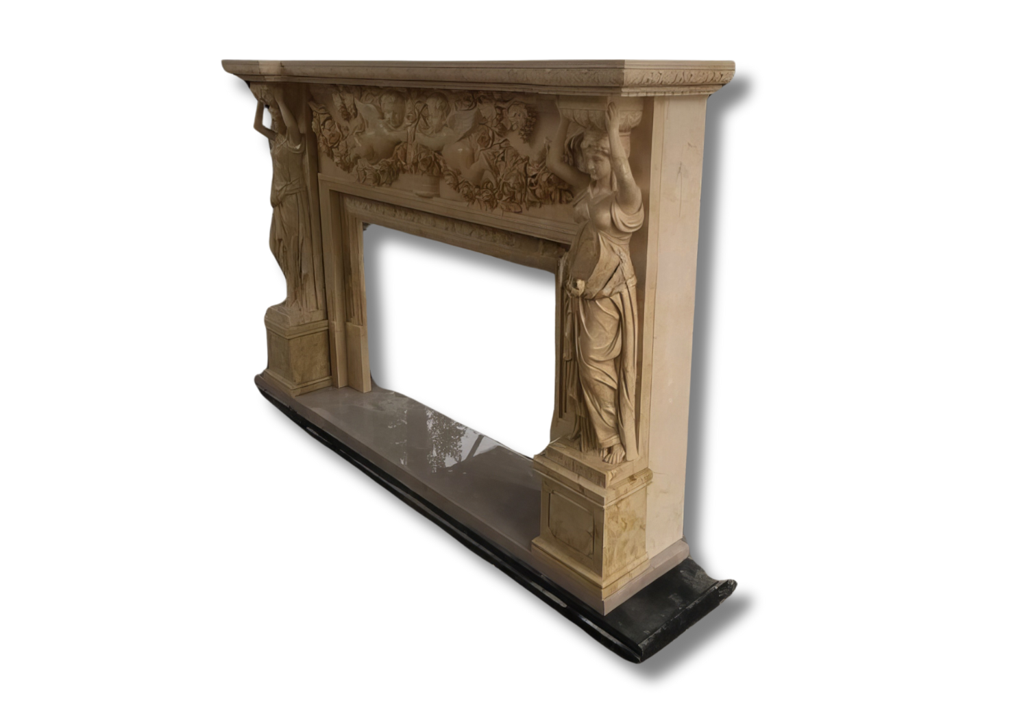Stones mission.com,Graceful Statue Decorated Marble Fireplace,Xiamen Stones Mission Co.,Ltd,Graceful Statue Decorated Marble Fireplace