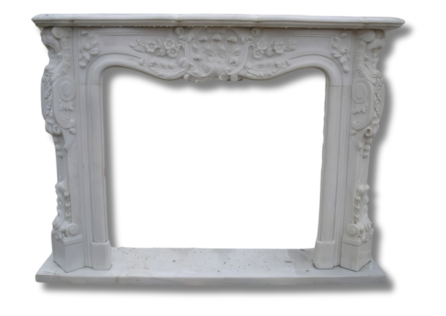 Stones mission.com,Graceful Floral Carved White Marble Fireplace,Xiamen Stones Mission Co.,Ltd,Graceful Floral Carved White Marble Fireplace