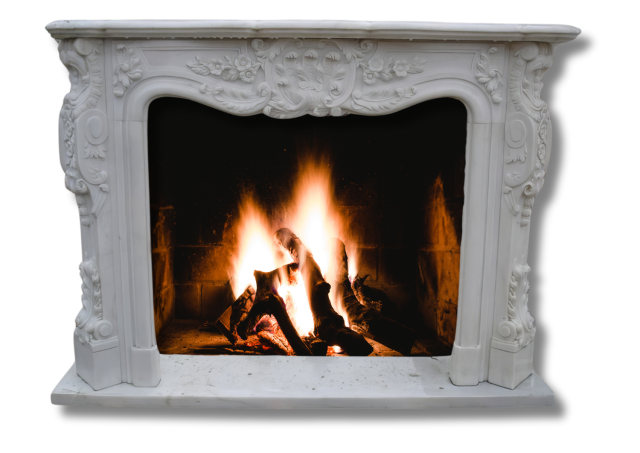 Stones mission.com,Graceful Floral Carved White Marble Fireplace,Xiamen Stones Mission Co.,Ltd,Graceful Floral Carved White Marble Fireplace