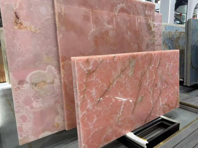 Stones mission.com,Translucent Pink Onyx Slab for Luxury Interior Wall cladding or Countertops,Xiamen Stones Mission Co.,Ltd,Translucent Pink Onyx Slab for Luxury Interior Wall cladding or Countertops