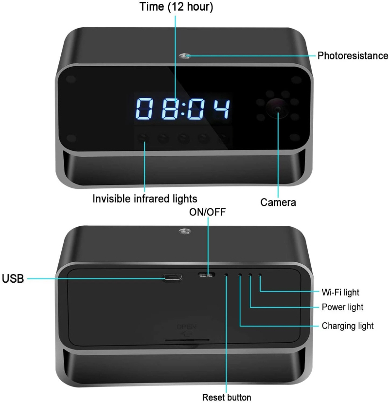 Update Metal Case 4K/1080P Full HD Mini WiFi Hidden Camera Wireless Clock Camera Night Vision with Motion Detection Secret Surveillance Home Security Spy Camera,CCTV Camera | IP Network Camera | Hidden Camera | Spy Camera | Mini Camera | Clock Camera | USB Wall Charger Camera | DIY Module Camera | Car Keychain Camera | Pen Camera | Watch Camera | Hat Camera | Power Bank Camera | Glasses Camera | WiFi Camera,4K/1080P Full HD Mini WiFi Hidden Camera Wireless Clock Camera
