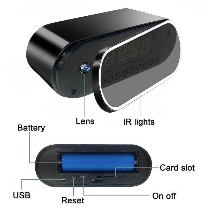Z10 Wireless Hidden Clock Camera | HD 1080P WiFi Alarm Clock Camera with Night Hidden Camera Clock | HD 1080P WiFi Alarm Clock Camera with Night Vision and Motion Detection | Loop Recording Wireless Security Camera | Monitor Video Recorder Nanny Cam,CCTV Camera | IP Network Camera | Hidden Camera | Spy Camera | Mini Camera | Clock Camera | USB Wall Charger Camera | DIY Module Camera | Car Keychain Camera | Pen Camera | Watch Camera | Hat Camera | Power Bank Camera | Glasses Camera | WiFi Camera,Z10 Wireless Hidden Clock Camera with WiFi Lookcam App