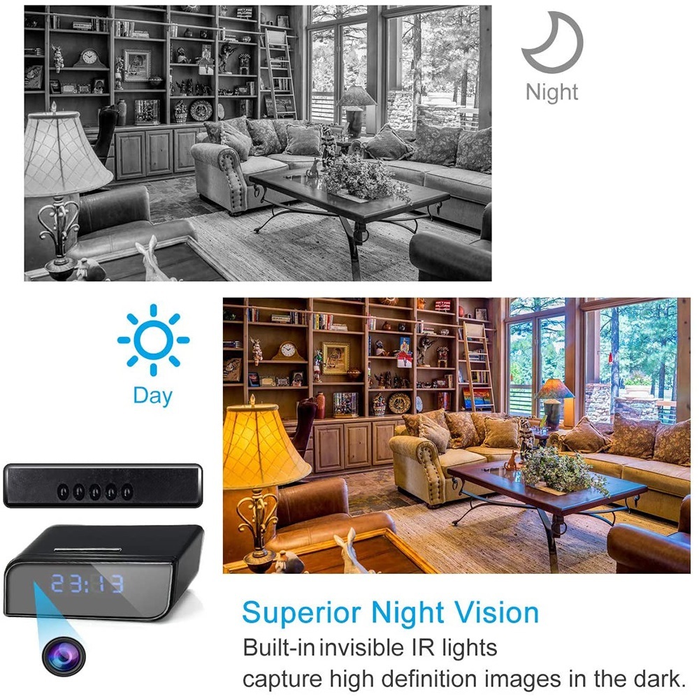 Z101 Spy Camera Clock WiFi 4K/1080P Wireless Security Nanny Camera Video Recorder with Motion Detection and Night Vision | Mobile Phone Remotely Monitoring Hidden Camera for Home and Office,CCTV Camera | IP Network Camera | Hidden Camera | Spy Camera | Mini Camera | Clock Camera | USB Wall Charger Camera | DIY Module Camera | Car Keychain Camera | Pen Camera | Watch Camera | Hat Camera | Power Bank Camera | Glasses Camera | WiFi Camera,Z11 Spy Camera Clock WiFi 4K/1080P Wireless Security Nanny Camera