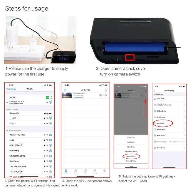 Z101 Spy Camera Clock WiFi 4K/1080P Wireless Security Nanny Camera Video Recorder with Motion Detection and Night Vision | Mobile Phone Remotely Monitoring Hidden Camera for Home and Office,CCTV Camera | IP Network Camera | Hidden Camera | Spy Camera | Mini Camera | Clock Camera | USB Wall Charger Camera | DIY Module Camera | Car Keychain Camera | Pen Camera | Watch Camera | Hat Camera | Power Bank Camera | Glasses Camera | WiFi Camera,Z11 Spy Camera Clock WiFi 4K/1080P Wireless Security Nanny Camera
