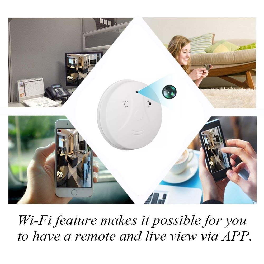 1080P Mini Wifi Camera Smoke Detector Ceiling Wireless Camera Motion Detection Home Security Video Surveillance Remote Monitor,CCTV Camera | IP Network Camera | Hidden Camera | Spy Camera | Mini Camera | Clock Camera | USB Wall Charger Camera | DIY Module Camera | Car Keychain Camera | Pen Camera | Watch Camera | Hat Camera | Power Bank Camera | Glasses Camera | WiFi Camera,WiFi Smoke Detector Ceiling Wireless Camera Mini DVR
