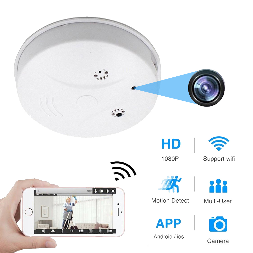 1080P Mini Wifi Camera Smoke Detector Ceiling Wireless Camera Motion Detection Home Security Video Surveillance Remote Monitor,CCTV Camera | IP Network Camera | Hidden Camera | Spy Camera | Mini Camera | Clock Camera | USB Wall Charger Camera | DIY Module Camera | Car Keychain Camera | Pen Camera | Watch Camera | Hat Camera | Power Bank Camera | Glasses Camera | WiFi Camera,WiFi Smoke Detector Ceiling Wireless Camera Mini DVR