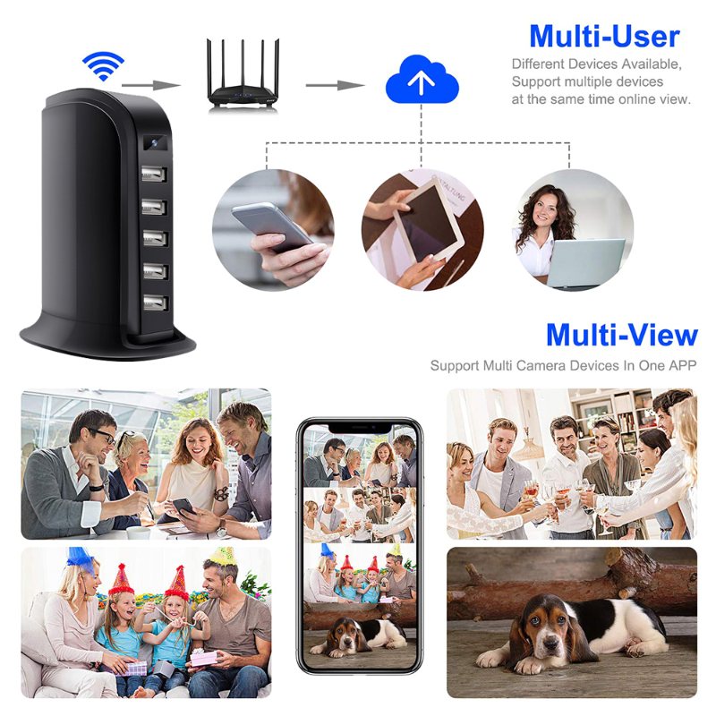 5 USB Port Adapter Charger Hub Convert Mini Camera Wifi Remote Monitoring HD 1080P Motion Detection Home Security Video Surveillance Cam,CCTV Camera | IP Network Camera | Hidden Camera | Spy Camera | Mini Camera | Clock Camera | USB Wall Charger Camera | DIY Module Camera | Car Keychain Camera | Pen Camera | Watch Camera | Hat Camera | Power Bank Camera | Glasses Camera | WiFi Camera,Multi USB Port Adapter WiFi Hidden Camera
