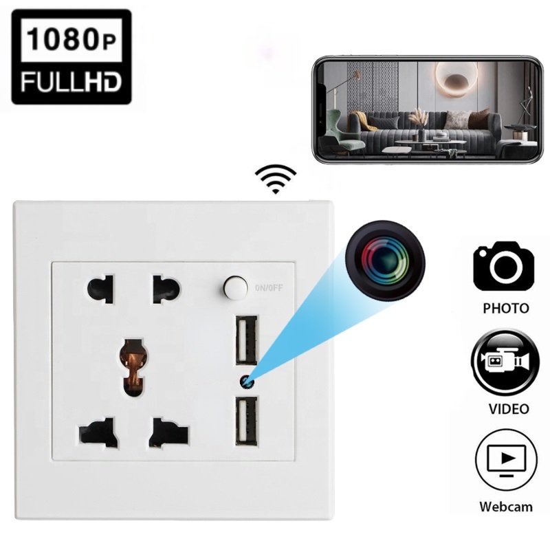 HD 1080P Wall Plug Socket Camera Wifi Home Security Surveillance Video Audio Recording Remote Viewing With USB Charging Port,CCTV Camera | IP Network Camera | Hidden Camera | Spy Camera | Mini Camera | Clock Camera | USB Wall Charger Camera | DIY Module Camera | Car Keychain Camera | Pen Camera | Watch Camera | Hat Camera | Power Bank Camera | Glasses Camera | WiFi Camera,Wall USB Socket Camera Wifi Home Security Camera