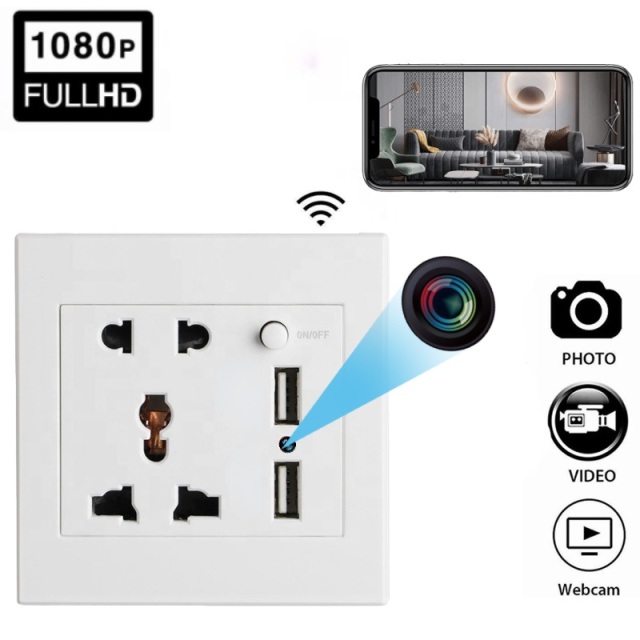 HD 1080P Wall Plug Socket Camera Wifi Home Security Surveillance Video Audio Recording Remote Viewing With USB Charging Port,CCTV Camera | IP Network Camera | Hidden Camera | Spy Camera | Mini Camera | Clock Camera | USB Wall Charger Camera | DIY Module Camera | Car Keychain Camera | Pen Camera | Watch Camera | Hat Camera | Power Bank Camera | Glasses Camera | WiFi Camera,Wall USB Socket Camera Wifi Home Security Camera