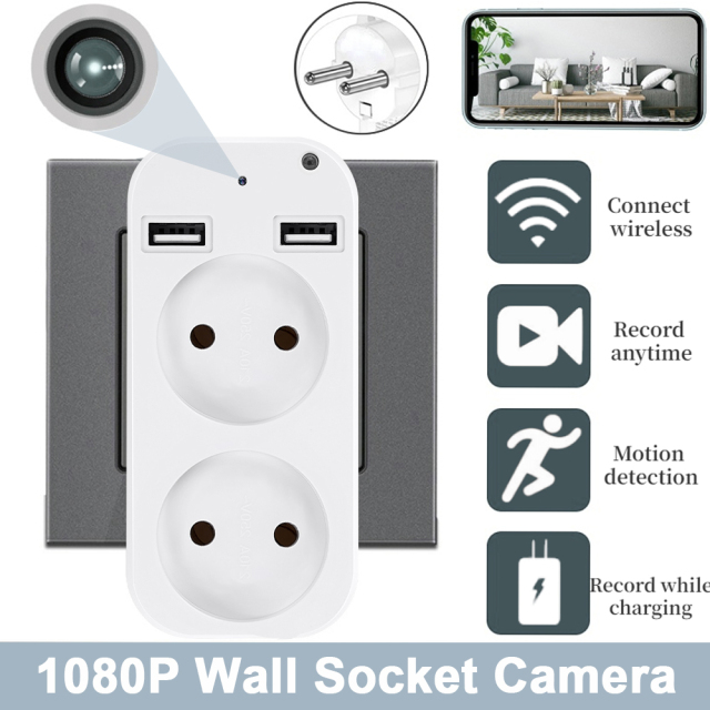 EU Standard Wall Socket Mini Camera With USB Interface HD Portable Household EU Plug Wireless IP Camera Wifi Remote Monitoring,CCTV Camera | IP Network Camera | Hidden Camera | Spy Camera | Mini Camera | Clock Camera | USB Wall Charger Camera | DIY Module Camera | Car Keychain Camera | Pen Camera | Watch Camera | Hat Camera | Power Bank Camera | Glasses Camera | WiFi Camera,EU Standard Wall Socket Mini Camera With USB Interface