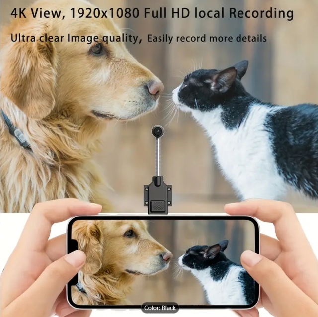 Wireless Smart Camera 1920x1080 Full HD Video, Motion Detection & Two-Way Audio, USB Powered, Pet & Youngsters Monitor, Home Security Camera with 120° Wide Viewing Angle, Encrypted Storage, Remote Playback via App, Pet Monitoring Camera,CCTV Camera | IP Network Camera | Hidden Camera | Spy Camera | Mini Camera | Clock Camera | USB Wall Charger Camera | DIY Module Camera | Car Keychain Camera | Pen Camera | Watch Camera | Hat Camera | Power Bank Camera | Glasses Camera | WiFi Camera,Mini USB Camera with APP control HD Video Recording