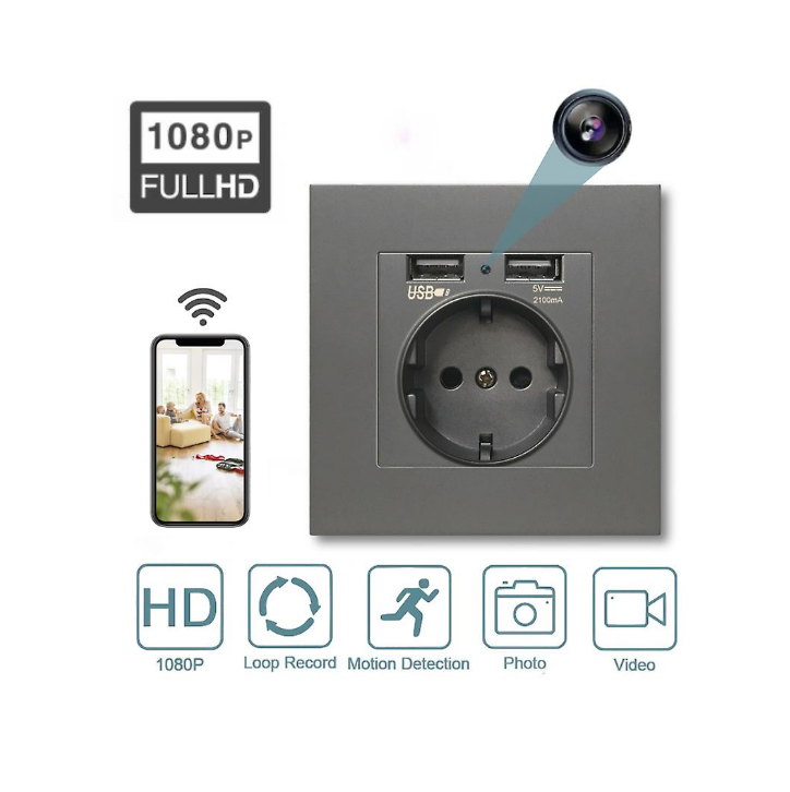 EU Standard Hidden Socket Mini Camera Wifi HD Power Outlets Wireless IP Camera 24/7 Home Security Surveillance Remote Monitoring,CCTV Camera | IP Network Camera | Hidden Camera | Spy Camera | Mini Camera | Clock Camera | USB Wall Charger Camera | DIY Module Camera | Car Keychain Camera | Pen Camera | Watch Camera | Hat Camera | Power Bank Camera | Glasses Camera | WiFi Camera,EU Standard Hidden Socket Mini Camera Wifi HD Power Outlets Wireless IP Camera 24/7 Home Security Surveillance Remote Monitoring