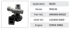 ISUZU TRUCK 6RB1 ENGINE TURBOCHARGER 114400-3400 466569-5001S TA5131