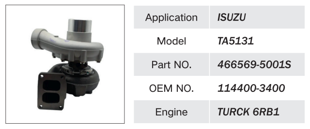 ISUZU TRUCK 6RB1 ENGINE TURBOCHARGER 114400-3400 466569-5001S TA5131