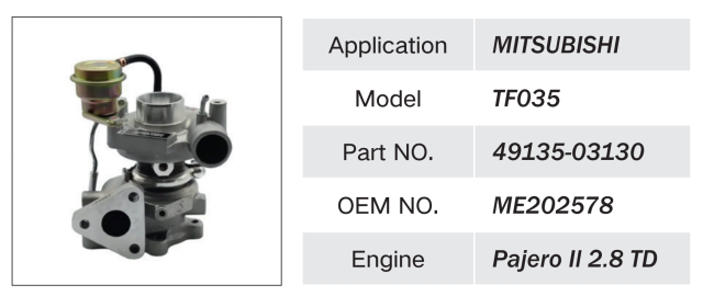 MITSUBISHI TF035 PAJERO II 2.8TD ENGINE TURBOCHARGER ME202578 49135-03130