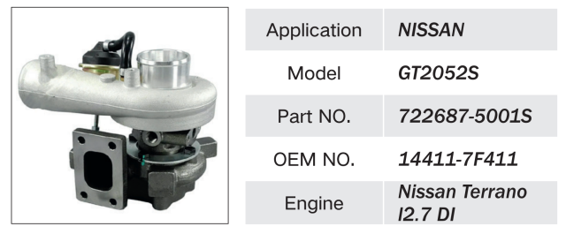 NISSAN TERRANOL 2.7DI ENGINE TURBOCHARGER 14411-7F411 722687-5001S