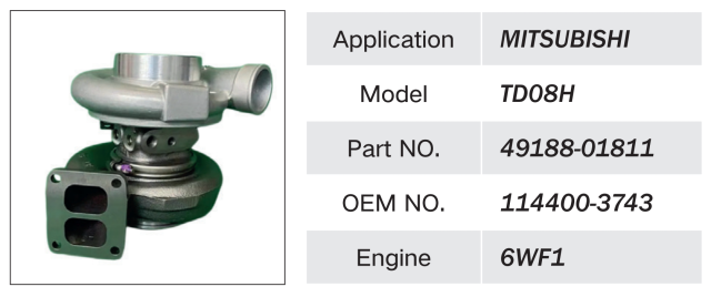 ISUZU 6WF1 ENGINE TURBOCHARGER 114400-3743 49188-01811 TD08H