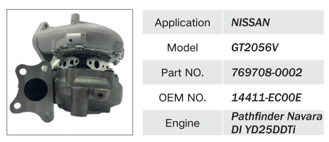 NISSAN ENGINE TURBOCHARGER 769708-0002 14411-EC00E GT2056V