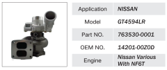NISSAN NF6T ENGINE TURBOCHARGER 763530-0001 14201-00Z0D GT4594LR