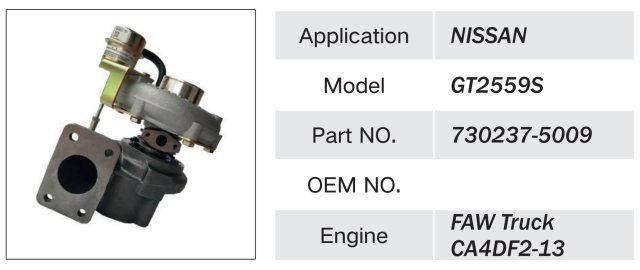 NISSAN CA4DF2-13 ENGINE TURBOCHARGER 730237-5009 GT2559S