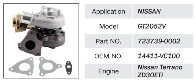 NISSAN TERRANO ZD30 ETI ENGINE TURBOCHARGER 14411-VC100 723739-0002 GT2052V