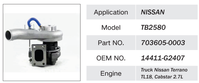 NISSAN TL18 CABSTAR 2.7L ENGINE TURBOCHARGER TB2580 703605-0003 14411-G2407