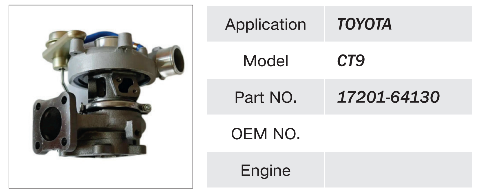 TOYOTA ENGINE TURBOCHARGER 17201-64130