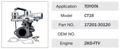 TOYOTA 2KD FTV ENGINE TURBOCHARGER 17201-30120