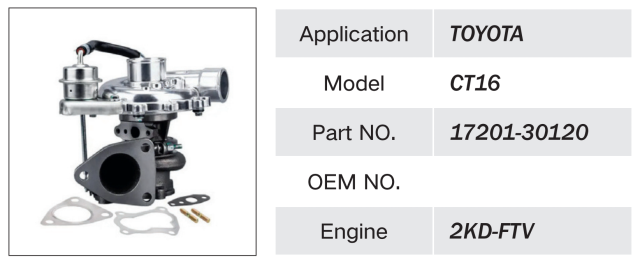 TOYOTA 2KD FTV ENGINE TURBOCHARGER 17201-30120