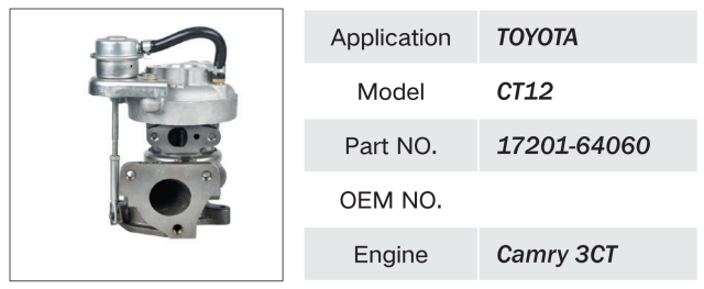 TOYOTA CAMRY 3CT ENGINE TURBOCHARGER 17201-64060 1720164060
