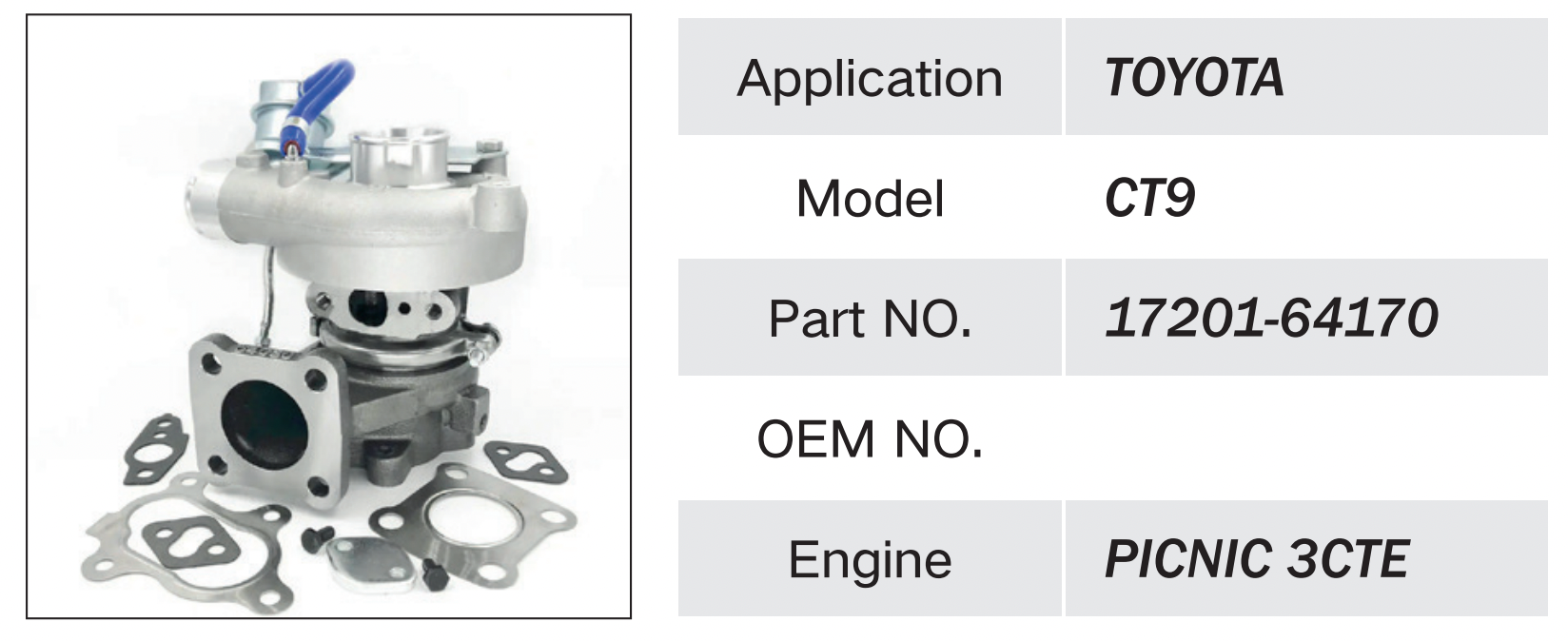 TOYOTA PICNIC 3CTE ENGINE TURBOCHARGER 17201-64170 1720164170