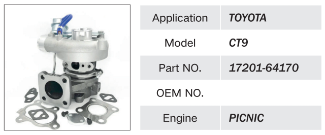 TOYOTA PICNIC ENGINE TURBOCHARGER 17201-64170 1720164170
