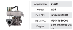 FORD 53049700001 TRANSIT IV 2.5TD ENGINE TURBOCHARGER 53049880001