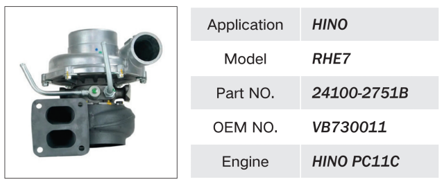 HINO P11C FM350 FM2P ENGINE TURBOCHARGER RHE7 24100-2751B 241002751B