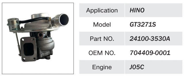 HINO J05C ENGINE TURBOCHARGER GT3271S 24100-3530A 704409-0001