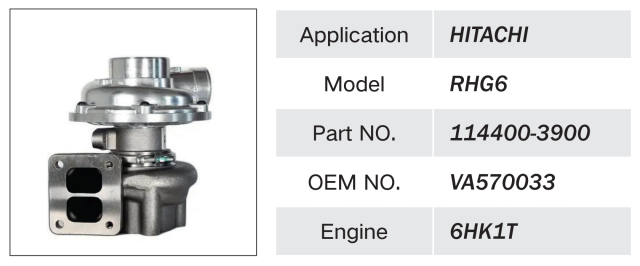 HITACHI ISUZU 6HK1 ENGINE TURBOCHARGER RHG6 114400-3900 VA570033
