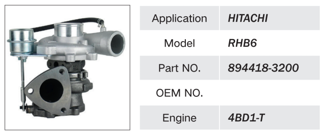 ISUZU 4BD1 ENGINE TURBOCHARGER RHB6 894418-3200