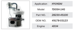 MITSUBISHI 4D34 ENGINE TURBOCHARGER TD05H-14G 28230-45100 49178-03123