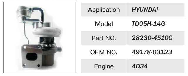 MITSUBISHI 4D34 ENGINE TURBOCHARGER TD05H-14G 28230-45100 49178-03123