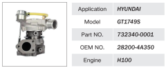 HYUNDAI H100 ENGINE TURBOCHARGER GT1749S 732340-0001 28200-4A350