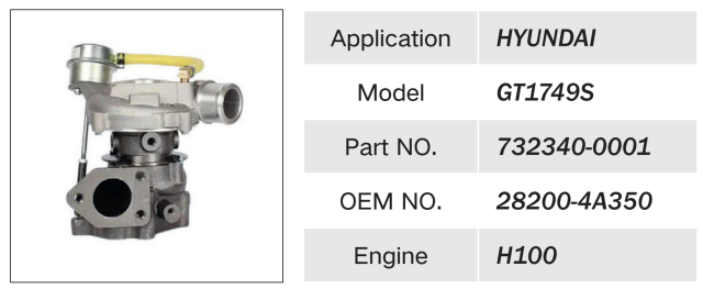 HYUNDAI H100 ENGINE TURBOCHARGER GT1749S 732340-0001 28200-4A350