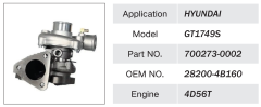 MITSUBISHI 4D56T ENGINE TURBOCHARGER 700273-0002 28200-4B160
