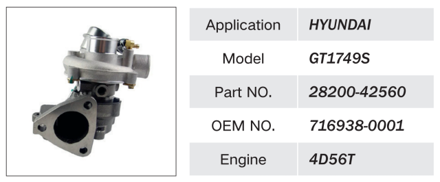 MITSUBISHI 4D56T ENGINE TURBOCHARGER 28200-42560 716938-0001