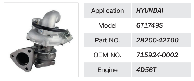 MITSUBISHI 4D56T ENGINE TURBOCHARGER 28200-42700 715924-0002