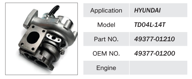 HYUNDAI TD04L-14T ENGINE TURBOCHARGER 49377-01210 49377-01200