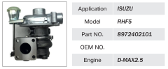 ISUZU D-MAX 2.5 ENGINE TURBOCHARGER RHF5 8972402101