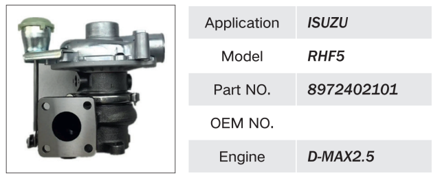 ISUZU D-MAX 2.5 ENGINE TURBOCHARGER RHF5 8972402101