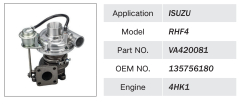 ISUZU 4HK1 ENGINE TURBOCHARGER VA420081 135756180 RHF4