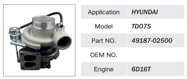 MITSUBISHI 6D16T ENGINE TURBOCHARGER TD07S 49187-02500
